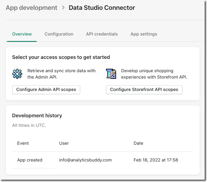 Create custom app in Shopify